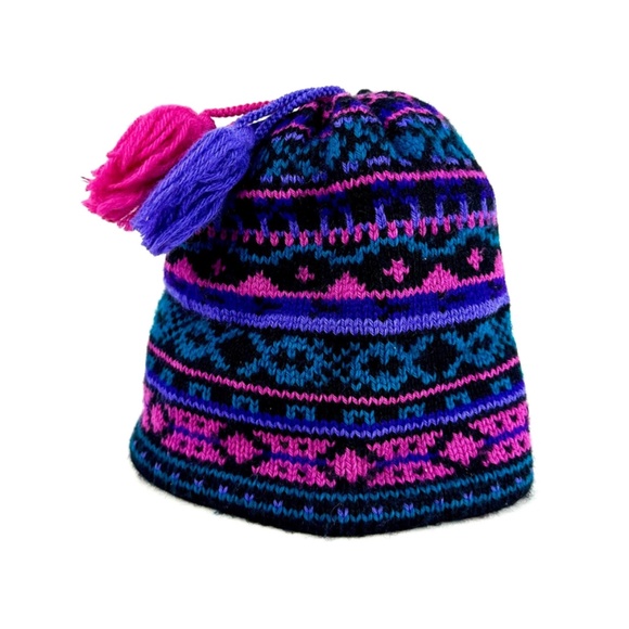 Vintage Merkley Headgear Pure Virgin Wool Winter Toque Ski Hat • Tassel Pom Pom - Picture 1 of 10